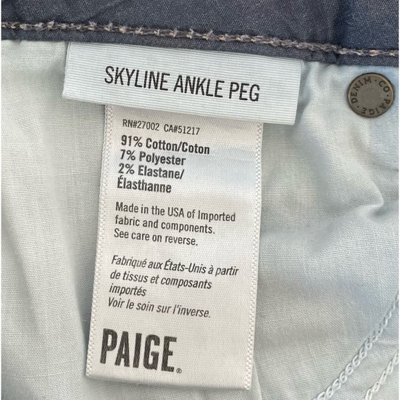 Paige cropped denim jeans, blue, Size 27 Excellent Condition - Picture 5 of 5